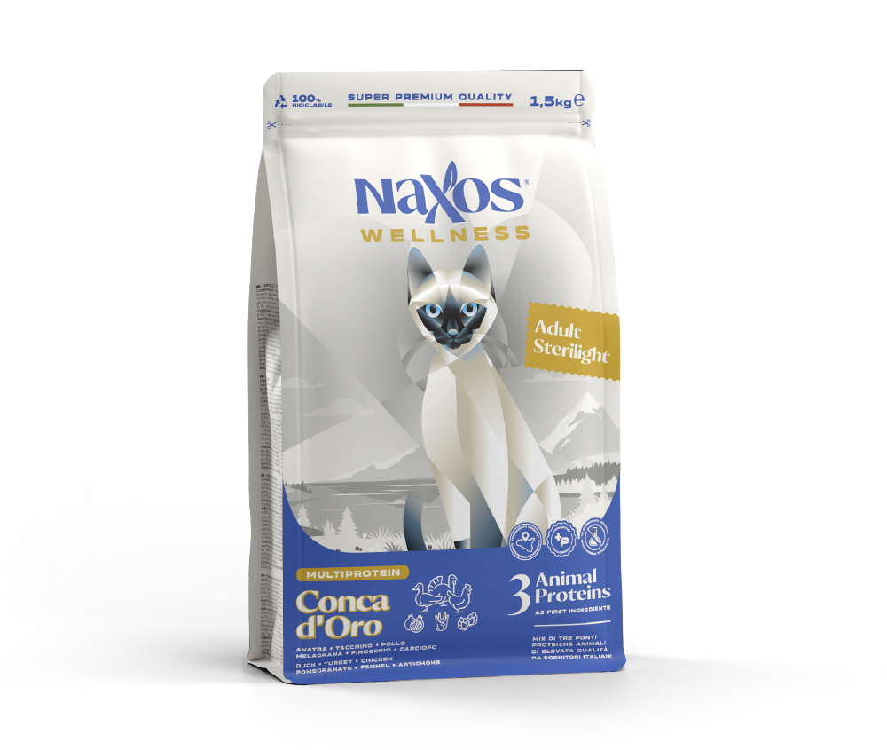 NAXOS CAT STERILIZED karma dla kotów dorosłych na bazie kaczki, kurczaka i indyka 1,5 kg