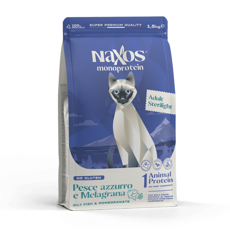 NAXOS CAT STERILIZED dla kotów sterylizowanych ryba z granatem 1,5 kg