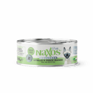 NAXOS CAT STERILIZED Puszka dla kotów sterylizowanych o smaku cielęciny i białej ryby 85g