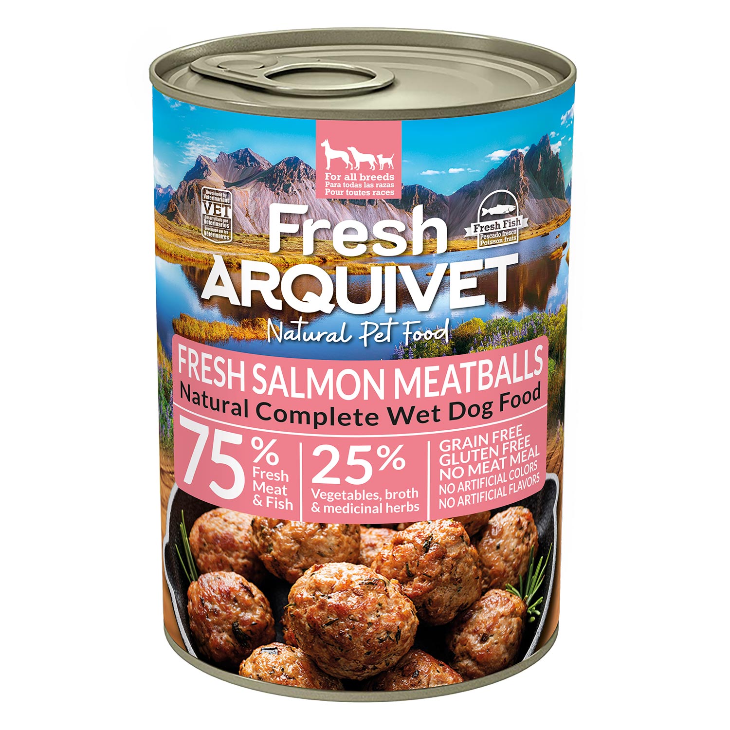 Arquivet Fresh klopsiki z łososiem, marchewką i groszkiem 400g